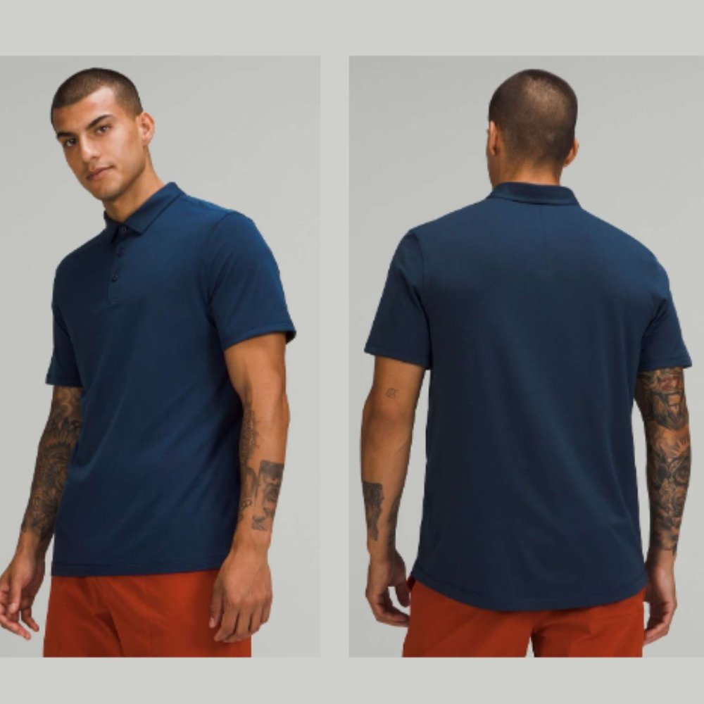 LULULEMON / XL / Men's Evolution Silverescent Short Sleeve Polo Shirt Navy Blue